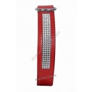 Comfy Leather Dog Collar With FOUR rows of Embedded SWAROVSKI crystals: Red